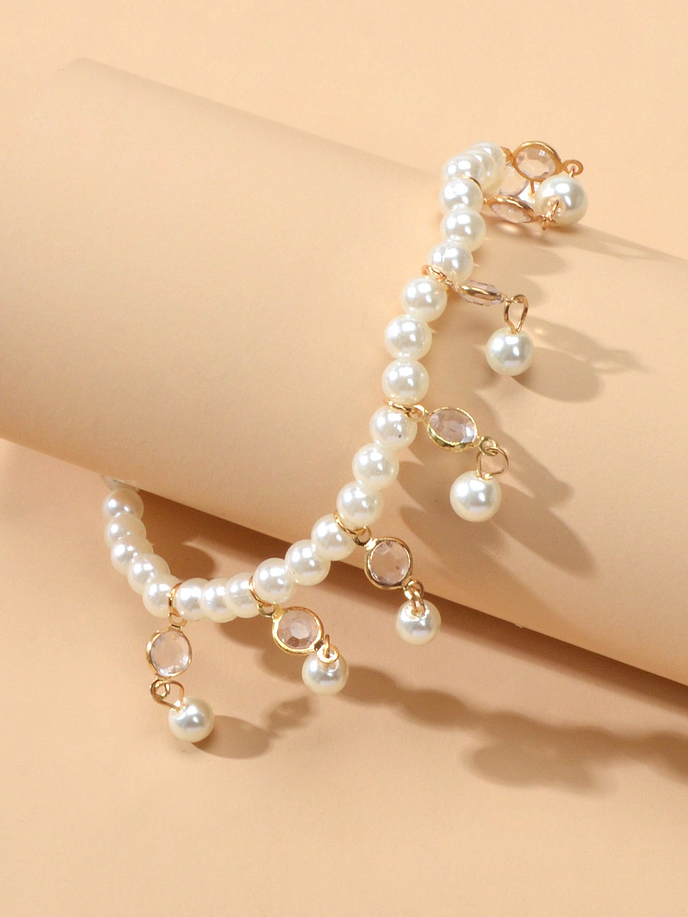 Feelontop Handmade Elastic Pearl Bead Anklet Barefoot Sandal Beach Bling Jewelry