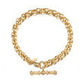 18ct Heavy Yellow Gold Plated 6mm Belcher Chain Bracelet with T-Bar End