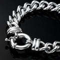 Rhodium Plated Chunky 12mm Euro Curb Chain Bracelet with Marina Bolt Clasp - USA Made