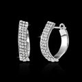 Solid 925 Sterling Silver Geometric Huggie Earrings Featuring Crystals by Swarovski®