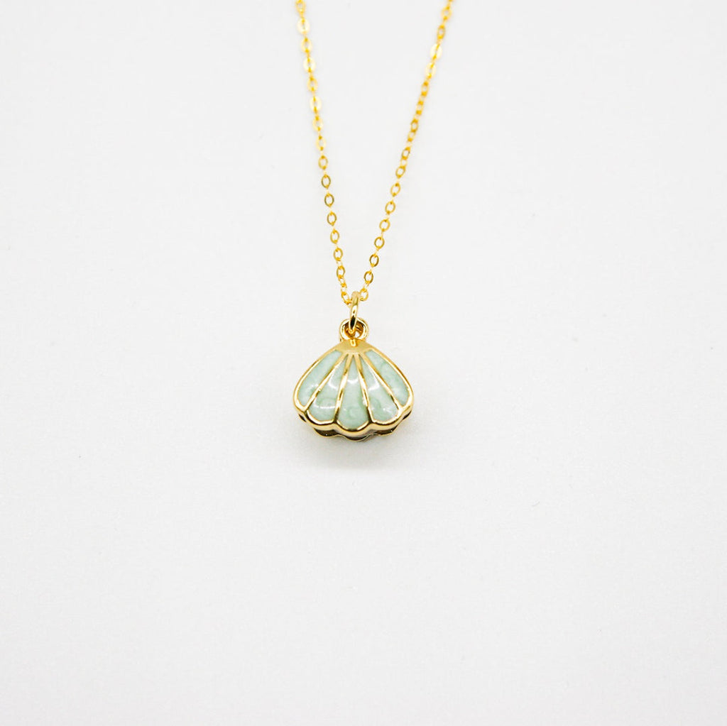 NNEDSZ Gift Box - Aroma Necklace 925 Silver, Gold coated - Green Shell Dreamy Lavender (Light Purple) + Purify Oil Blend-4