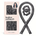 NNEDSZ 2 Pcs Black Satin Heatless Hair Curling Rod Set for Sleep-In Styling | No Heat Damage | Tie-Dye Design-0
