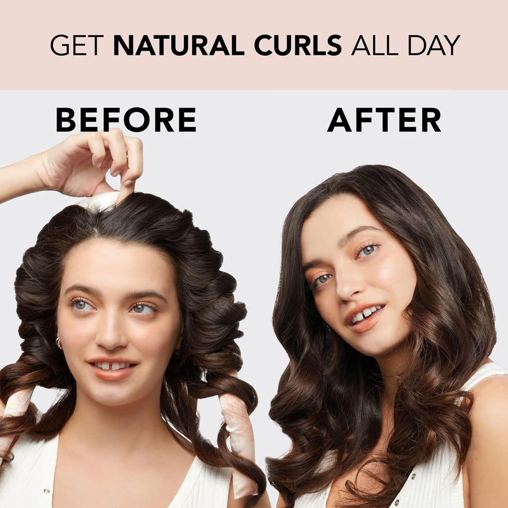 NNEDSZ 2 Pcs Black Satin Heatless Hair Curling Rod Set for Sleep-In Styling | No Heat Damage | Tie-Dye Design-1