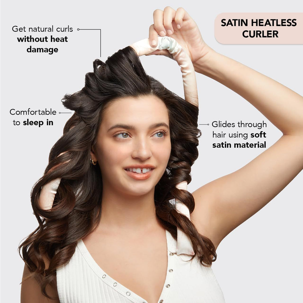 NNEDSZ 2 Pcs Black Satin Heatless Hair Curling Rod Set for Sleep-In Styling | No Heat Damage | Tie-Dye Design-4